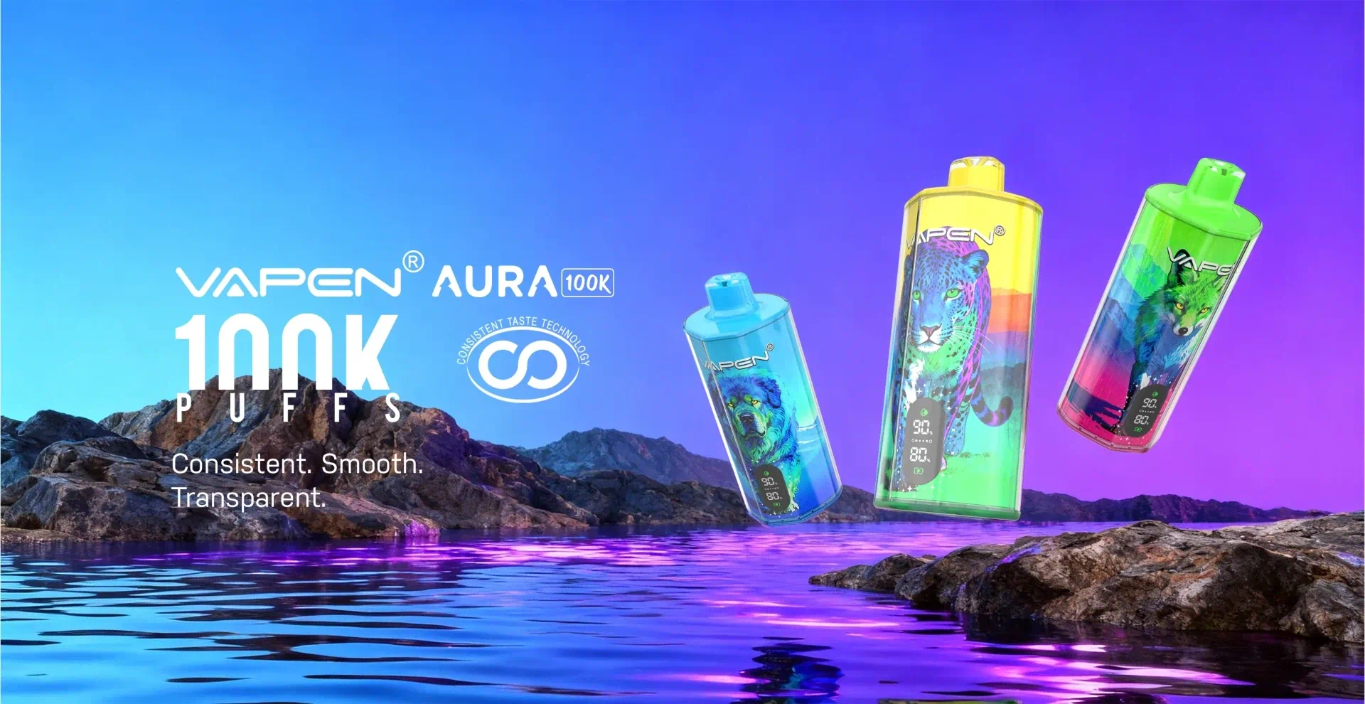 VAPEN AURA 100K — Taste Consistent Technology™ Crystal‑Style Disposable Vape | Up to 100,000 Puffs